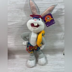 🆕 LOONEY TUNES ✨ VINTAGE Warner Bros. Bugs Bunny Plush Toy - Gray and White NWT